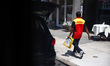 DHL courier is seen on a street in Manhattan, New York City, United States of America on J...