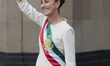 Claudia Sheinbaum, president of Mexico, leaves the National Palace in Mexico City, Mexico,...