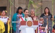 Mexico's new president, Claudia Sheinbaum Pardo, speaks during the ceremony of the handing...