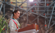 Mexico's new president, Claudia Sheinbaum Pardo, speaks during the ceremony of the handing...