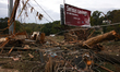 Storm damage from Hurricane Helene is seen in Asheville, North Carolina on October 1, 2024...