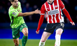 Sporting Club Portugal midfielder Daniel Braganca and PSV Eindhoven midfielder Jerdy Schou...