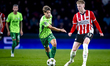 Sporting Club Portugal midfielder Daniel Braganca and PSV Eindhoven midfielder Jerdy Schou...