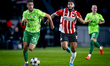 PSV Eindhoven midfielder Ismael Saibari and Sporting Club Portugal defender Goncalo Inacio...