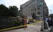 The NYPD Crime Scene Unit canvasses the area outside a senior center where 40-year-old Kav...