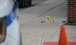 The NYPD Crime Scene Unit canvasses the area outside a senior center where 40-year-old Kav...
