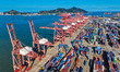 The container terminal production scene takes place in Lianyungang, Jiangsu Province, Chin...