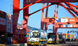 A bridge crane loads and unloads cargo at the New Oriental Container Terminal in Lianyunga...