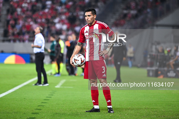 Francisco Ortega of Olympiacos FC plays during the Europa League, Matchday 2 match between Olympiacos FC and SC Braga at Georgios Karaiskaki... by Stefanos Kyriazis/NurPhoto