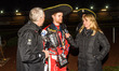 Brady Kurtz of Belle Vue Aces gives an interview to Scott Nicholls on the left and Kiri Bl...