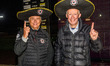 Belle Vue Speedway owners Robin Southwell (left) and Tony Rice celebrate during the Rowe M...