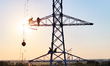 Construction workers carry out a roller skating operation at an altitude of more than 70 m...