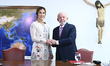 Brazil's President Luiz Inacio Lula da Silva receives Queen Mary of Denmark for a meeting...