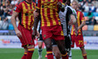 Kialonda Gaspar of Lecce and Jesper Karlstrom of Udinese participate in the Italian Serie...