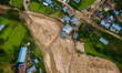 The aerial view shows the flood-affected areas of the Bhardev region of southern Lalitpur,...