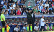 The fourth referee shows the added time of the first half during the match between RCD Esp...