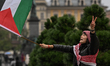 KRAKOW, POLAND - OCTOBER 5:Pro-Palestinian activists gather in Krakow's UNESCO-listed Old...