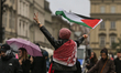 KRAKOW, POLAND - OCTOBER 5:Pro-Palestinian activists gather in Krakow's UNESCO-listed Old...