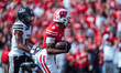 Wisconsin Badgers wide receiver Vinny Anthony II #8 outruns the Purdue Boilermakers for a...