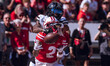 Wisconsin Badgers wide receiver Trech Kekahuna #2 catches a touchdown pass against the Pur...