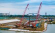 Workers work at the construction site of the Huaian Junction project of the second phase o...