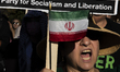 A person shows an Iranian flag during a pro-Palestinian rally as part of an international...