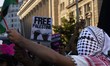 A person chants during a pro-Palestinian rally as part of an international day of action n...