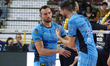 Jordi Ramon of Cisterna Volley celebrates after scoring a point during the match between R...