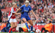 Frida Maanum of Arsenal tackles Justine Vanhavermaet of Everton during the Barclays FA Wom...