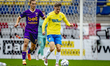 Go Ahead Eagles player Finn Stokkers and RKC player Luuk Wouters participate in the friend...