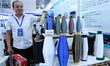 An exhibitor displays a body of colored glass fiber materials at the 9th China Advanced Ma...