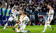 Germany midfielder Jamie Leweling scores the 1-0 and celebrates the goal during the match...