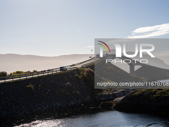 A view of the Atlantic Ocean Road, Norway on September 18, 2024. The Atlantic Road in Norway was voted the most beautiful motorway in the wo... by Manuel Romano/NurPhoto