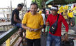 Supporters of Afua mayoral candidate Sandro Cunha walk in Afua, Para, Brazil, on September...