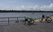 Children play at the municipal spa located at the mouth of the Amazon River in Afua, Para,...
