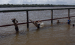 Children play at the municipal spa located at the mouth of the Amazon River in Afua, Para,...