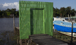 The entrance to the pier is at the mouth of the Amazon River in Afua, Para, Brazil, on Sep...
