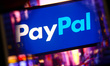 PayPal logo is screened on a mobile phone for illustration photo. Krakow, Poland on Octobe...