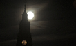 The Hunter Supermoon is visible in the sky in Linkoping, Sweden, on October 17, 2024. 