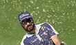 Francesco Laporta of Italy plays his shot out of a bunker on the 14th hole on day one of t...
