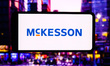 McKesson logo is screened on a mobile phone for illustration photo. Krakow, Poland on Octo...