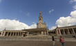 In Lisbon, Portugal, on October 17, 2024, people walk inside the Sanctuary of Fatima. Fati...