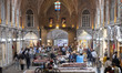 An interior view of the Mozaffarieh Carpet Bazaar in the Tabriz historical Traditional Gra...