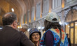 An Iranian woman wearing a hat visits the Mozaffarieh Carpet Bazaar in the Tabriz historic...