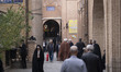 Iranian people walk along an area in the Tabriz historical Traditional Grand Bazaar in Tab...