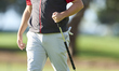 Dan Bradbury of England reacts on the 1st green on the third day of the Estrella Damm N.A....