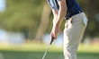 Grant Forrest of Scotland plays a shot on the 1st green on the third day of the Estrella D...