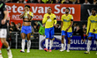 Players of RKC are disappointed after the goal by FC Twente midfielder Carel Eiting, makin...