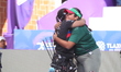 Andrea Maya Becerra of Mexico and Sara Lopez of Colombia compete during the women's compou...