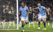 Nathan Ake #6 of Manchester City F.C. celebrates his goal during the UEFA Champions League...